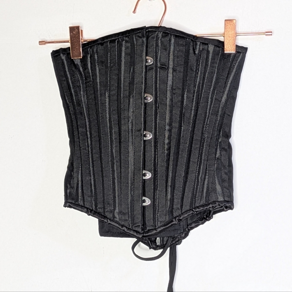 Black Lace Up Back Hook Front Corset Xxxs